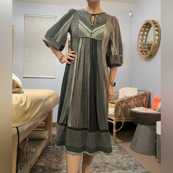 Universal thread soft woven cotton puff sleeve peasant midi dress. med Lagenlook - Picture 4 of 14